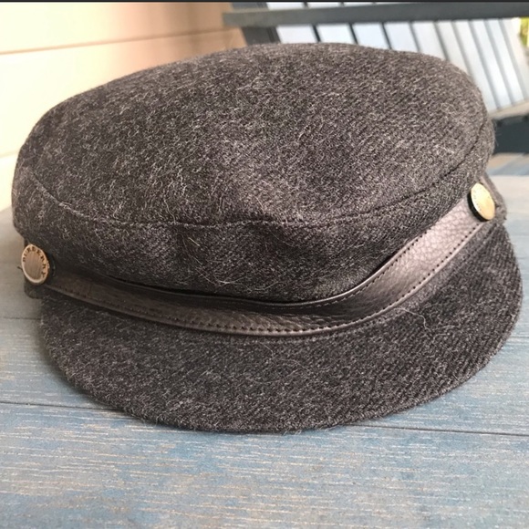 Burberry Newsboy Wool Cap w/Leather Trim - Picture 3 of 7